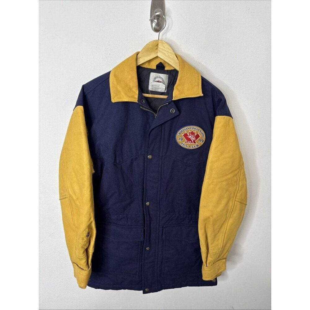 Vintage Canandian Finals Rodeo 1999 Fan‎ Club Leather Jacket Men XS CFR Western